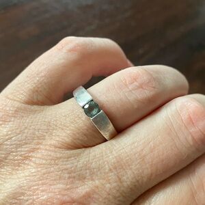 Tension Set Silver Ring with Sapphire